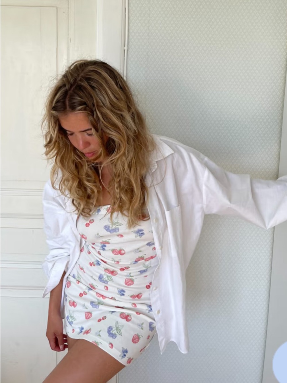 Djerf Avenue White Strapless Cherry & Floral Mini Dress Bundle